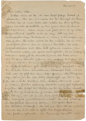 Handschriftlicher Brief auf vergilbtem Papier mit eng beschriebenen Zeilen