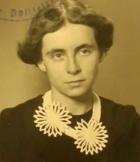 Black-and-white photograph of a young woman