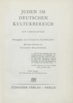 Titelseite des Buches Juden im deutschen Kulturbereich