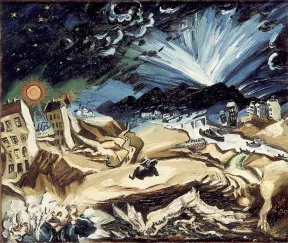 Expressionistisches Gem&auml;lde einer apokalyptischen Landschaft