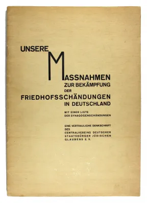Vorderseite des Heftes &raquo;Unsere Ma&szlig;nahmen zur Bek&auml;mpfung der Friedhofssch&auml;ndungen in Deutschland&laquo;