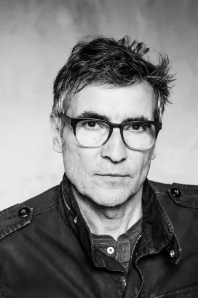 Black and white portrait of a man.
