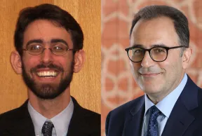 Two portrait photos of two men in suits.