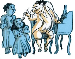 Moses Mendelssohn tickles his daughter's nose with a feather (drawing) 