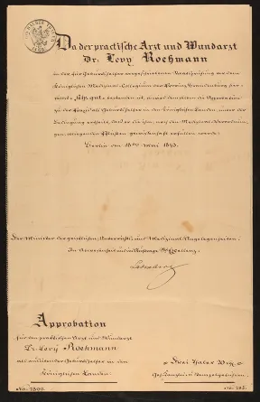Approbationsurkunde, Dokument schwarz-wei&szlig;