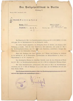 Official letter of the Police President of Berlin