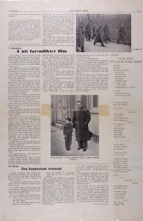 Seite 3 des Extrablatts der jiddischen Zeitung &raquo;Ojf der Fraf&laquo; (In Freiheit), April 1946.