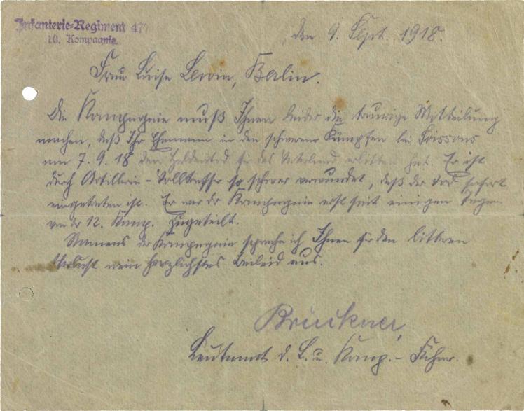Letter: handwritten, stamped