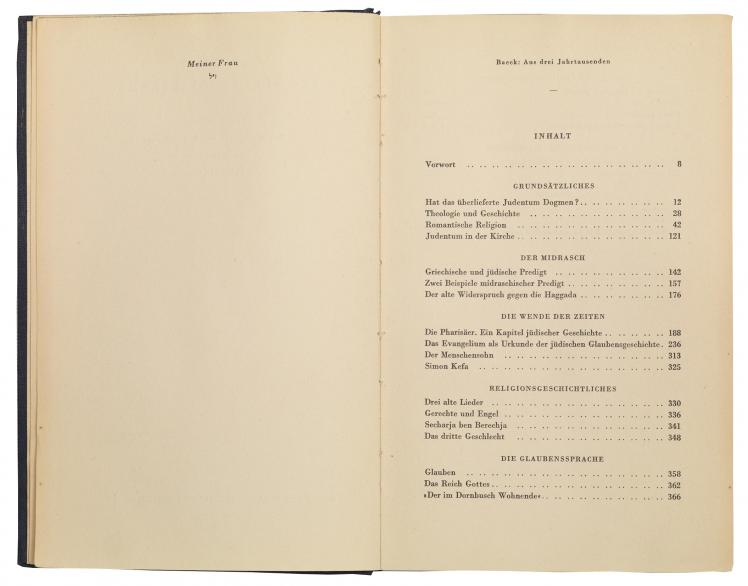 Open book showing table of contents