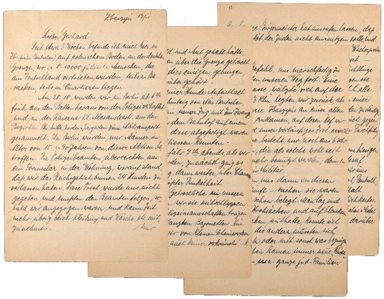 Four pages of a handwritten letter, in German