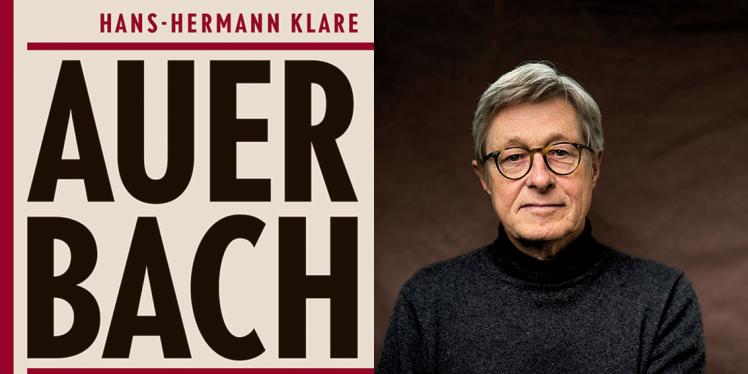 Book cover next to a photo of a man with glasses and grey hair.