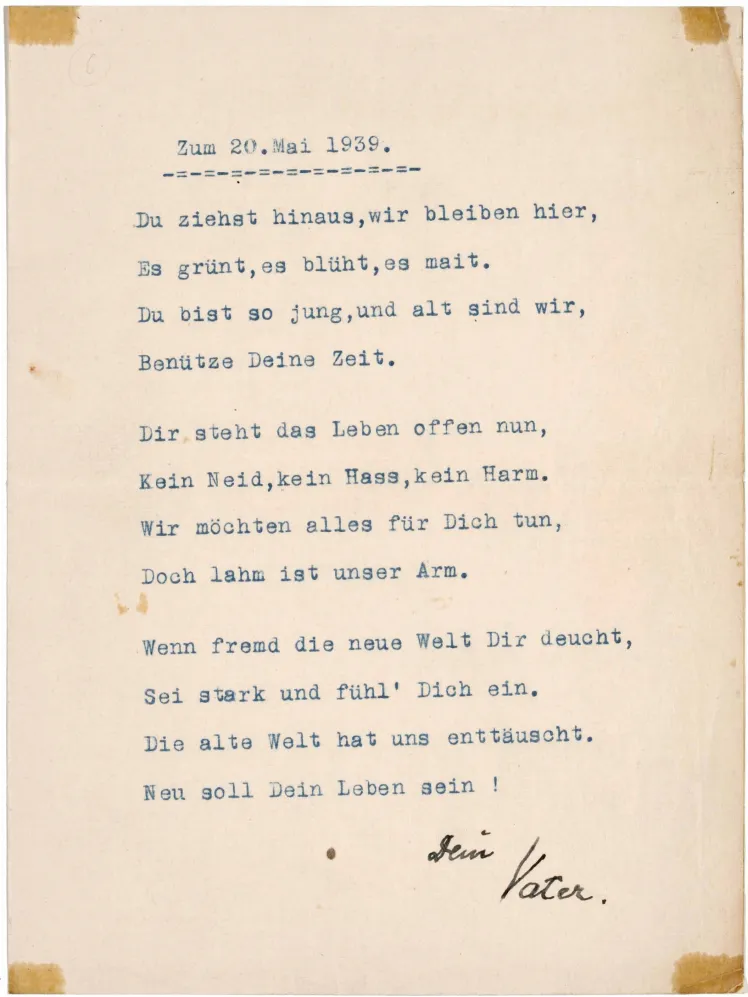 Typed poem signed by hand