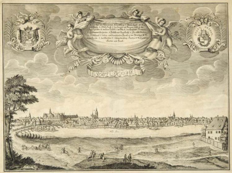 Copperplate print showing the city of Dessau
