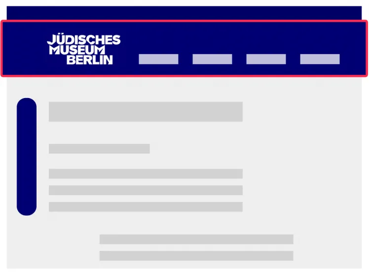 Graphik der Startseite mit einem roten Rand um die Haupt-Navigation