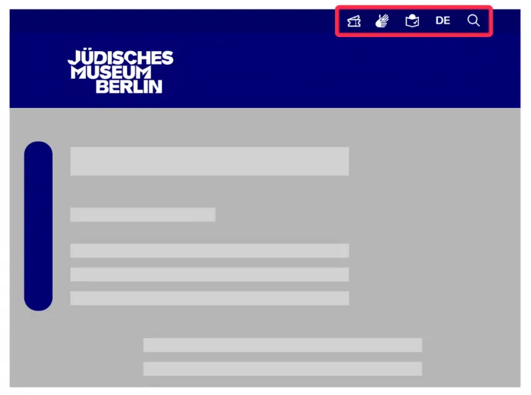 Graphik der Startseite mit einem roten Rand um die Service-Navigation.