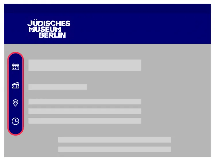 Graphik der Startseite mit einem roten Rand um die Seiten-Navigation.