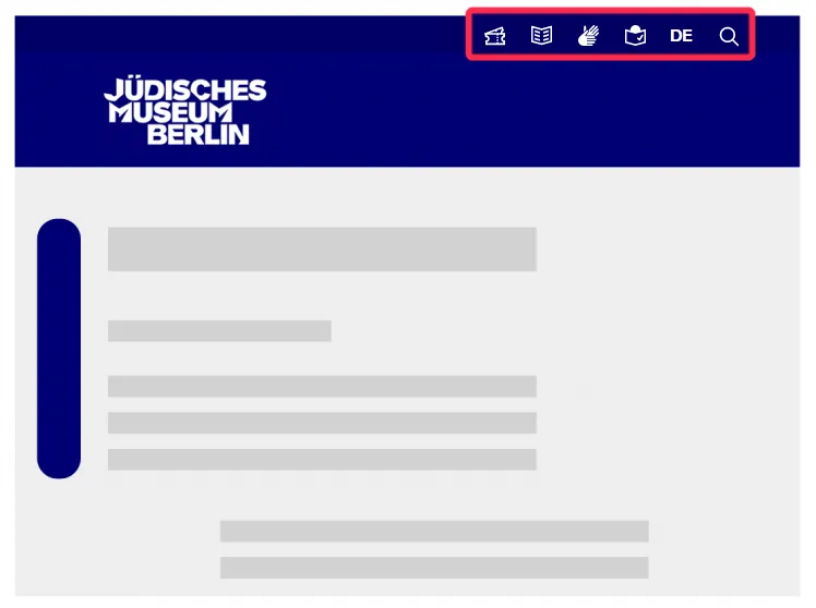 Graphik der Startseite mit einem roten Rand um die Service-Navigation