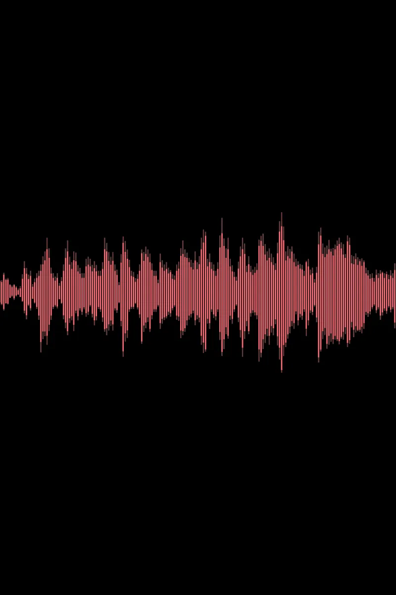 Visualization of an audio track as a waveform (pale red amplitudes on a black background).