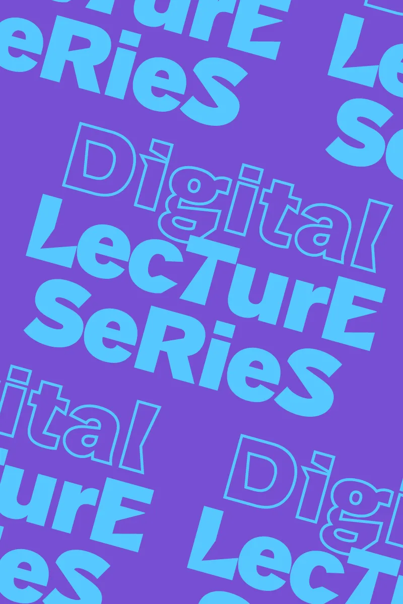 Lila-blaue Grafik mit der Aufschrift „Digital Lecture Series“